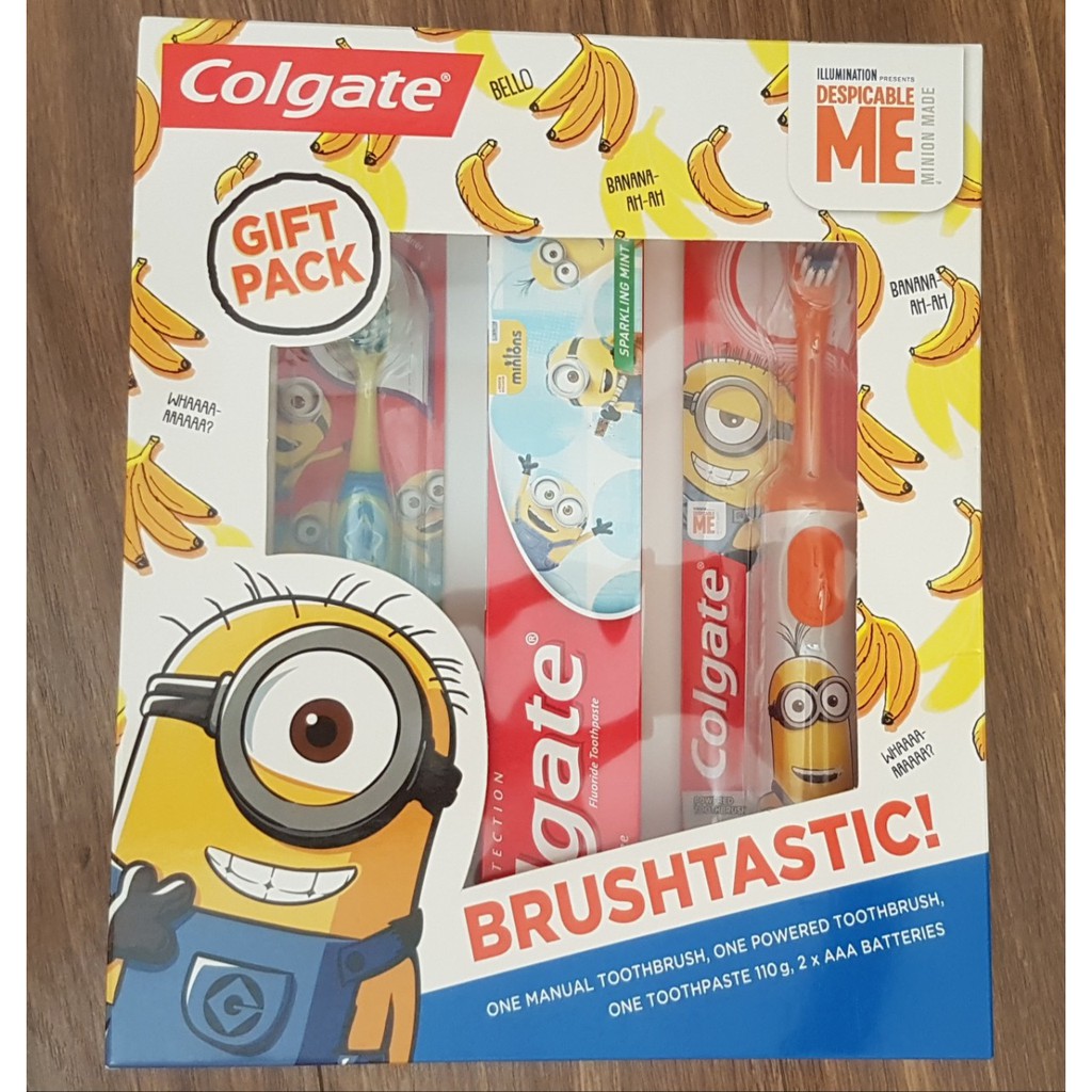 Bộ Combo Bàn Chải Điện Và Kem Đánh Răng Colgate Minions Cho Bé (Hàng chính hãng)