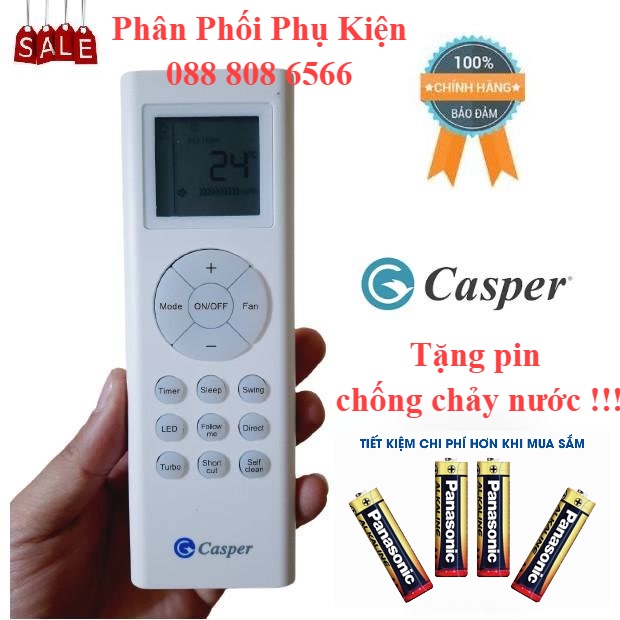 [BẢO HÀNH 1 ĐỔI 1] ĐIỀU KHIỂN ĐIỀU HÒA CASPER 1&amp;2 CHIỀU INVERTER- HÀNG MỚI 100% TẶNG KÈM PIN CHỐNG NƯỚC