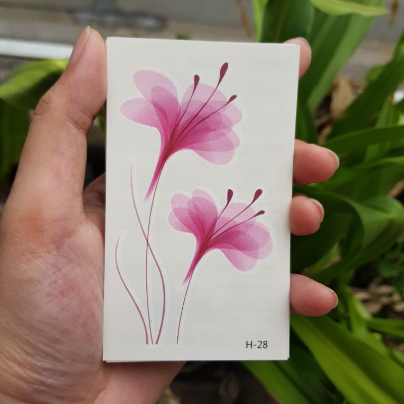 Hình xăm hoa màu loang h28. Xăm dán tatoo mini tạm thời, size &lt;10x6cm