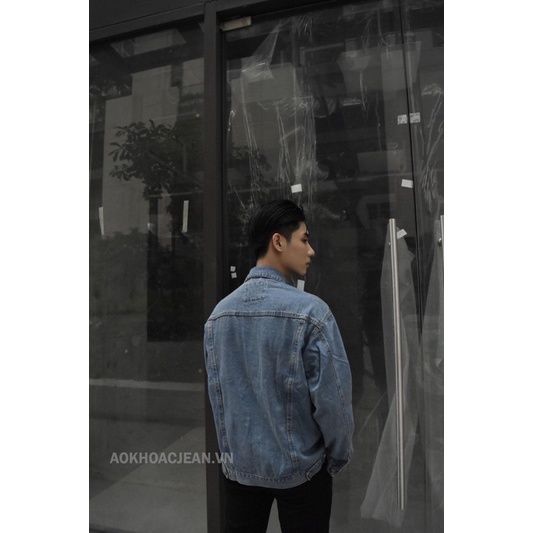Áo Khoác Jean bò nam unisex Xanh Vintage Rêu Hàn quốc dành cho nam nữ , áo có 6 túi có túi trong