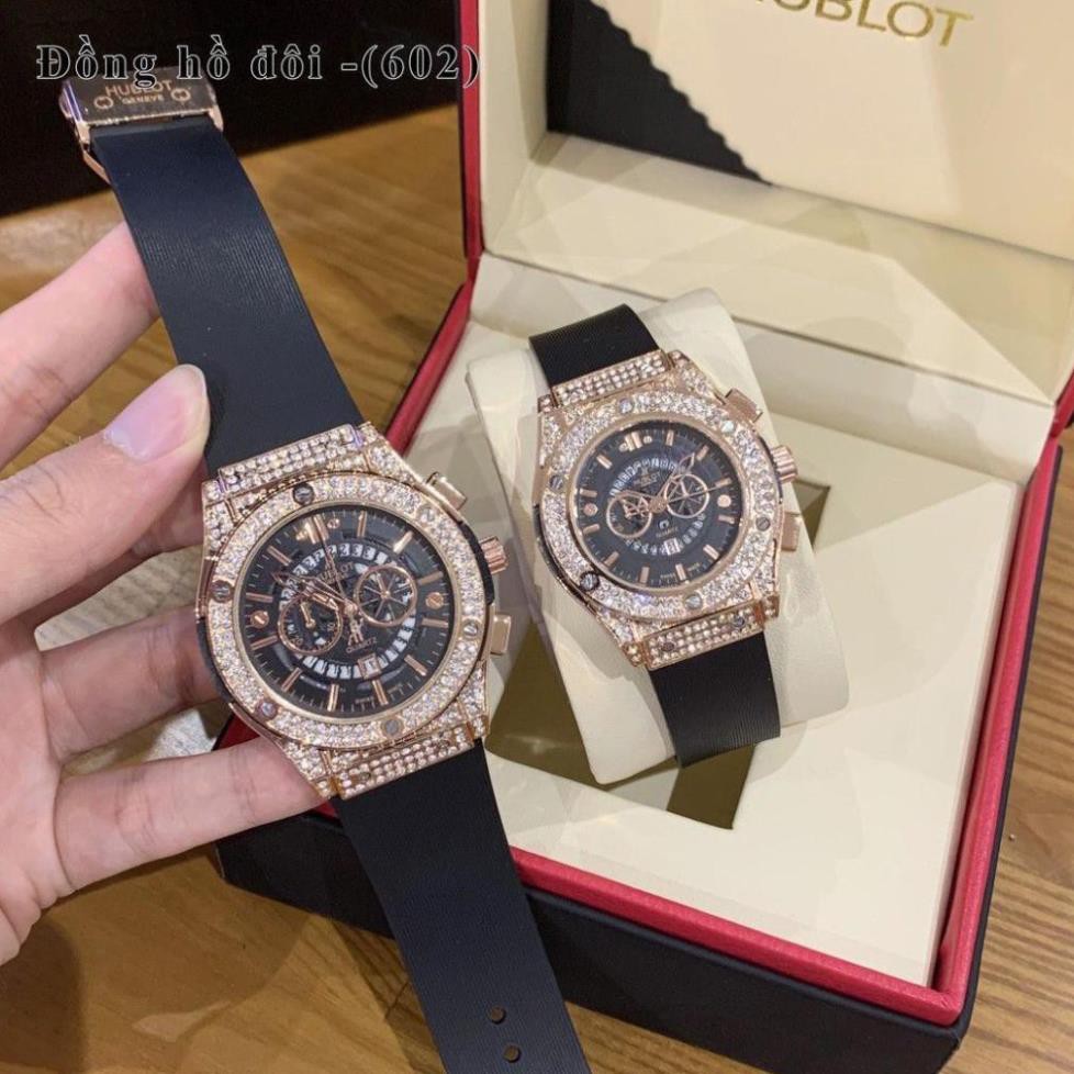 [Free Ship]  (Hublot) Đồng hồ Hublot nam nữ - đồng hồ cặp đôi đang yêu hàng đẹp full dá , day silicon hương vani - Hulo | BigBuy360 - bigbuy360.vn
