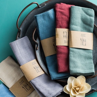 Mới Khăn Trải Bàn Vải Lanh Cotton Màu Trơn Phong Cách Hiện Đại