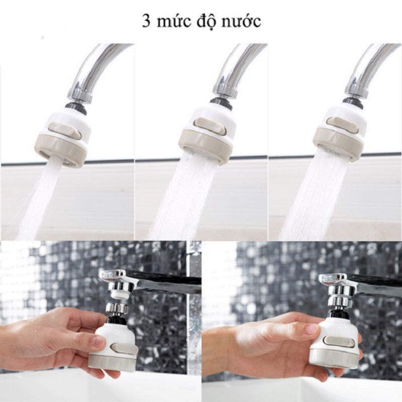 Đầu Vòi Nối Rửa Chén Bát Tăng Áp - 3 Chế Độ Phun - Xoay 360 - vòi nước lavabo tăng áp