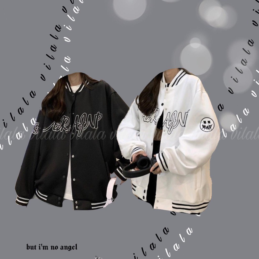 [Order] Áo bomber unisex đen, trắng form to