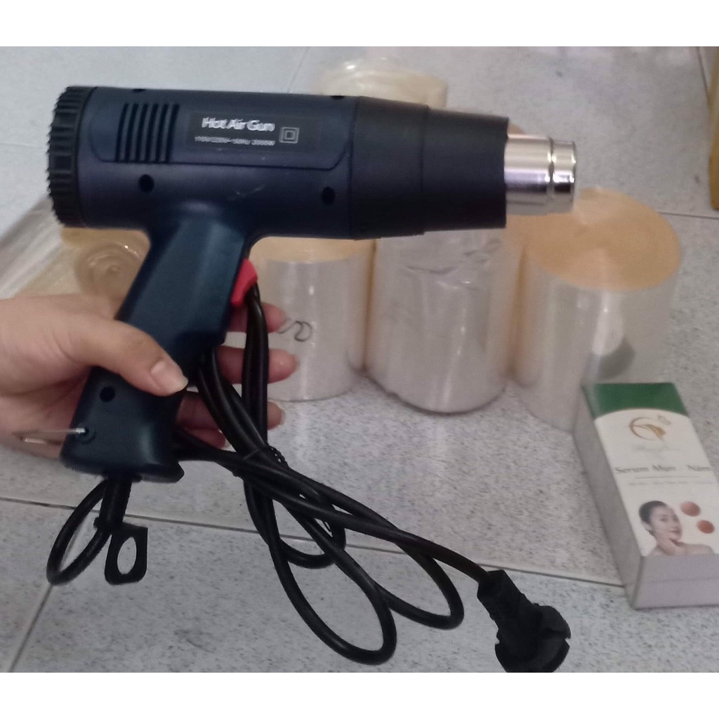Máy khò nhiệt mini - thổi khí nóng 1800w- 220V để khò màng co, tem cao su, bột hàn...