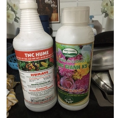 Bộ phân bón chăm sóc toàn diện cây hoa cảnh phân bón lá Hume 1lit + dung dịch dinh dưỡng sông gianh K5