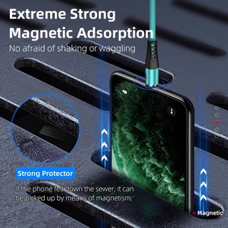 Cáp Sạc Từ Tính 3 Trong 1 360 Độ Micro USB Type C Có Đèn Led Cho Android