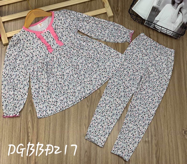 Bộ dài tay thun borip xuất khẩu dáng babydoll cho bé gái size đại từ 25 đến 40kg - Bộ quần áo bé gái