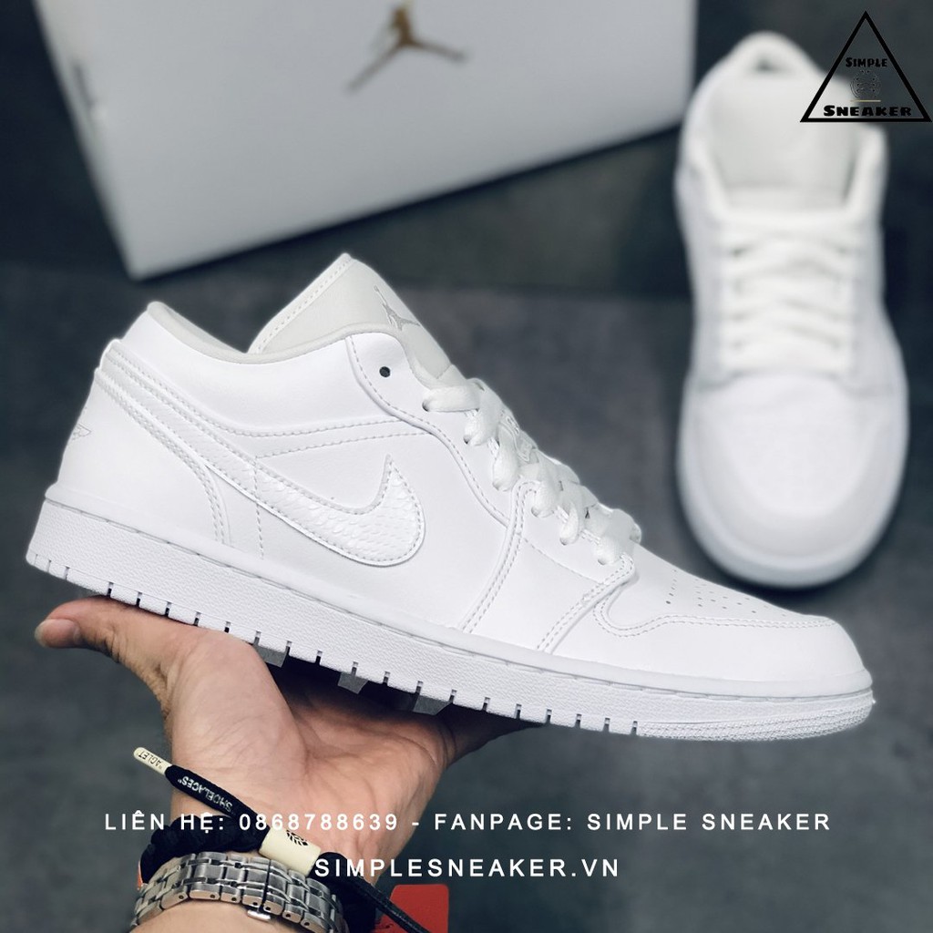 Giày Air Jordan 1🔴FREESHIP🔴Nike Air Jordan 1 Low Allwhite Chính Hãng - Giày Jordan 1 Cổ Thấp Full Trắng Chuẩn Auth