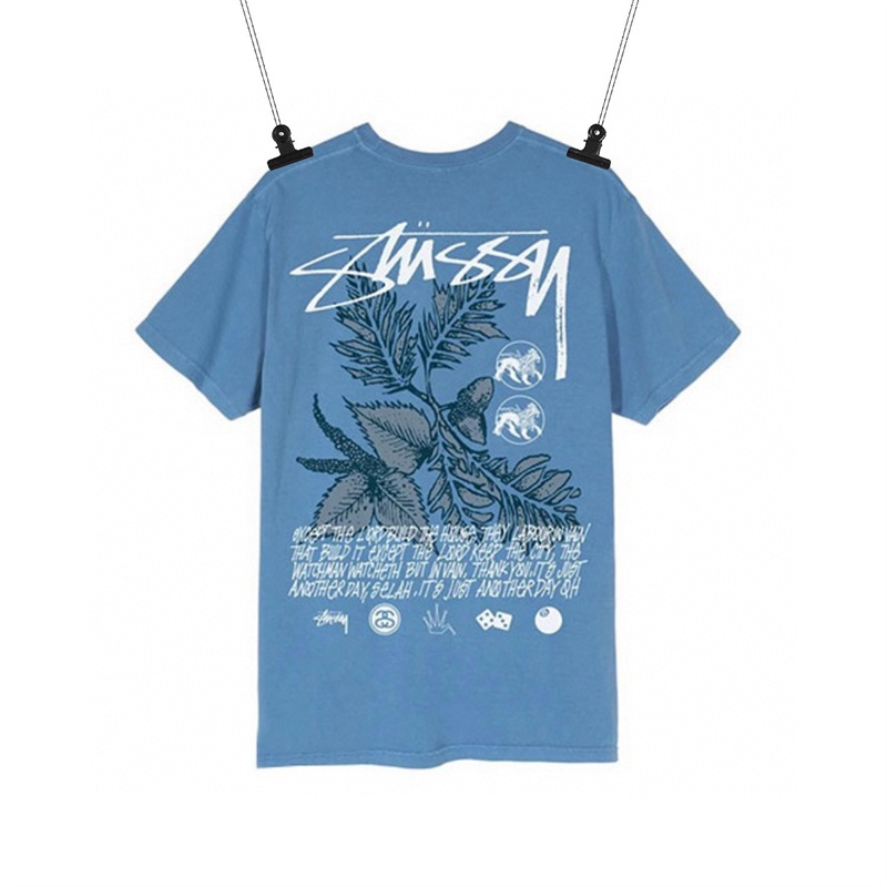 Stussy Áo Thun Tay Ngắn Cổ Tròn In Họa Tiết Hoa Lá Thoải Mái Thoáng Khí Thời Trang Cho Nam Và Nữ
