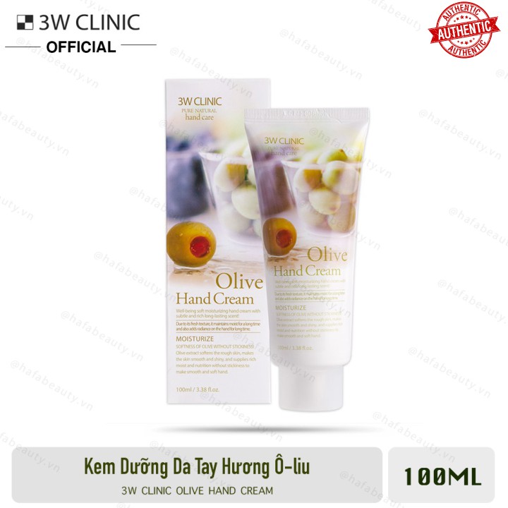 [Mã giảm giá] Kem Dưỡng Da Tay Chiết Xuất Ô-Liu 3W Clinic Olive Hand Cream