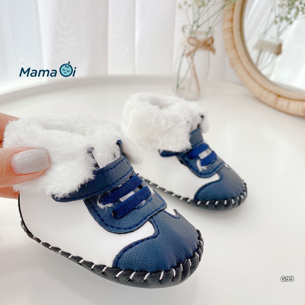 G99 Giày tập đi cho bé giày boot da cách điệu lông mềm đế nhựa cho bé tập đi của Mama Ơi - Thời trang cho bé