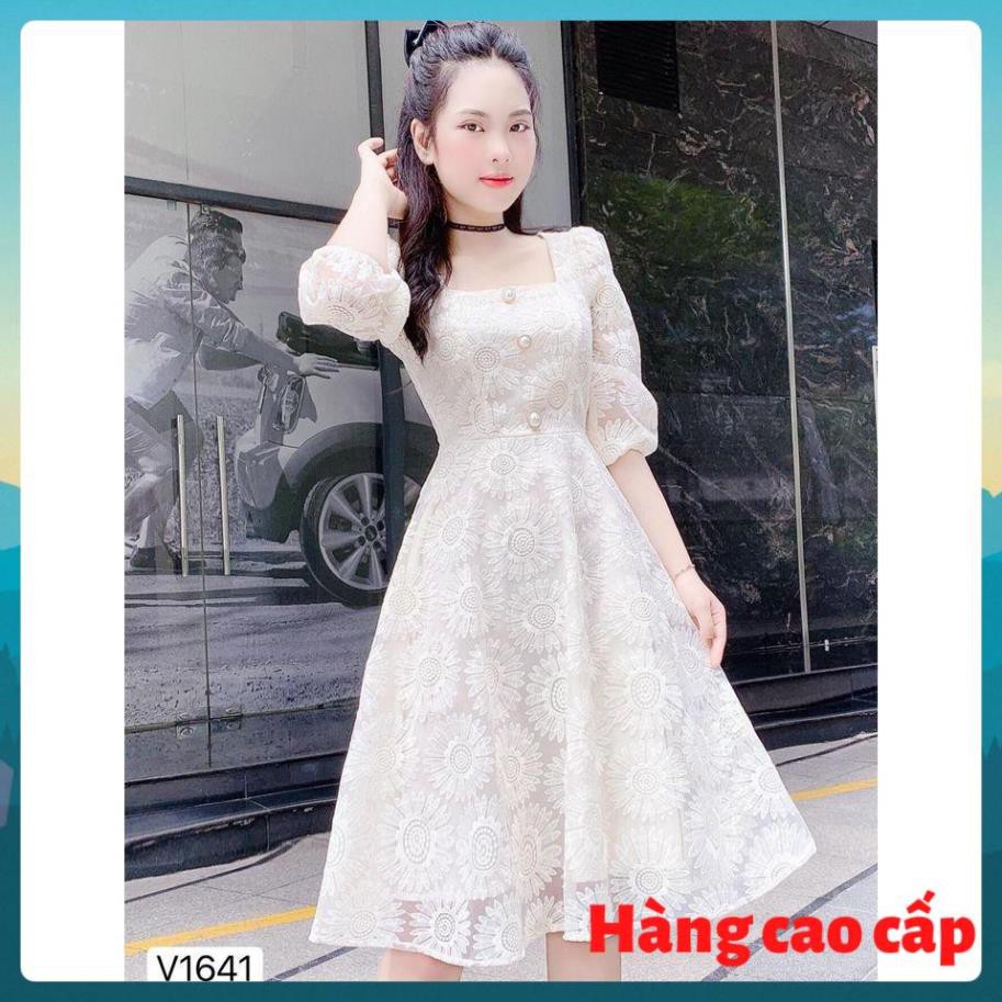 (Hàng cao cấp) Đầm ren trắng cổ vuông hoa cúc siêu xinh - Mimosa dress | BigBuy360 - bigbuy360.vn
