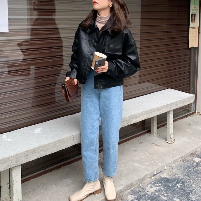 Áo khoác da Latte Leather Jacket CÓ HÌNH THẬT style Hàn Quốc