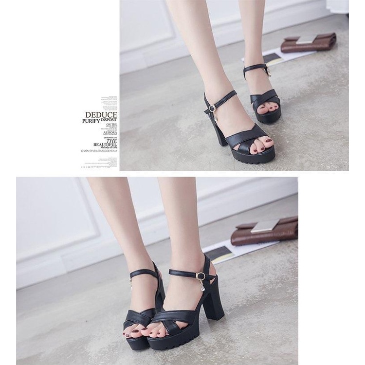 Sandal cao gót 9cm dép gót vuông nhẹ êm chân chất liệu da mềm [SDN05]