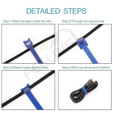 ❤️ Bộ 10 Dây Quấn Dây Cáp / Tai Nghe / Điện Thoại Bằng Nilon Hai Mặt Có Thể Tái Sử Dụng