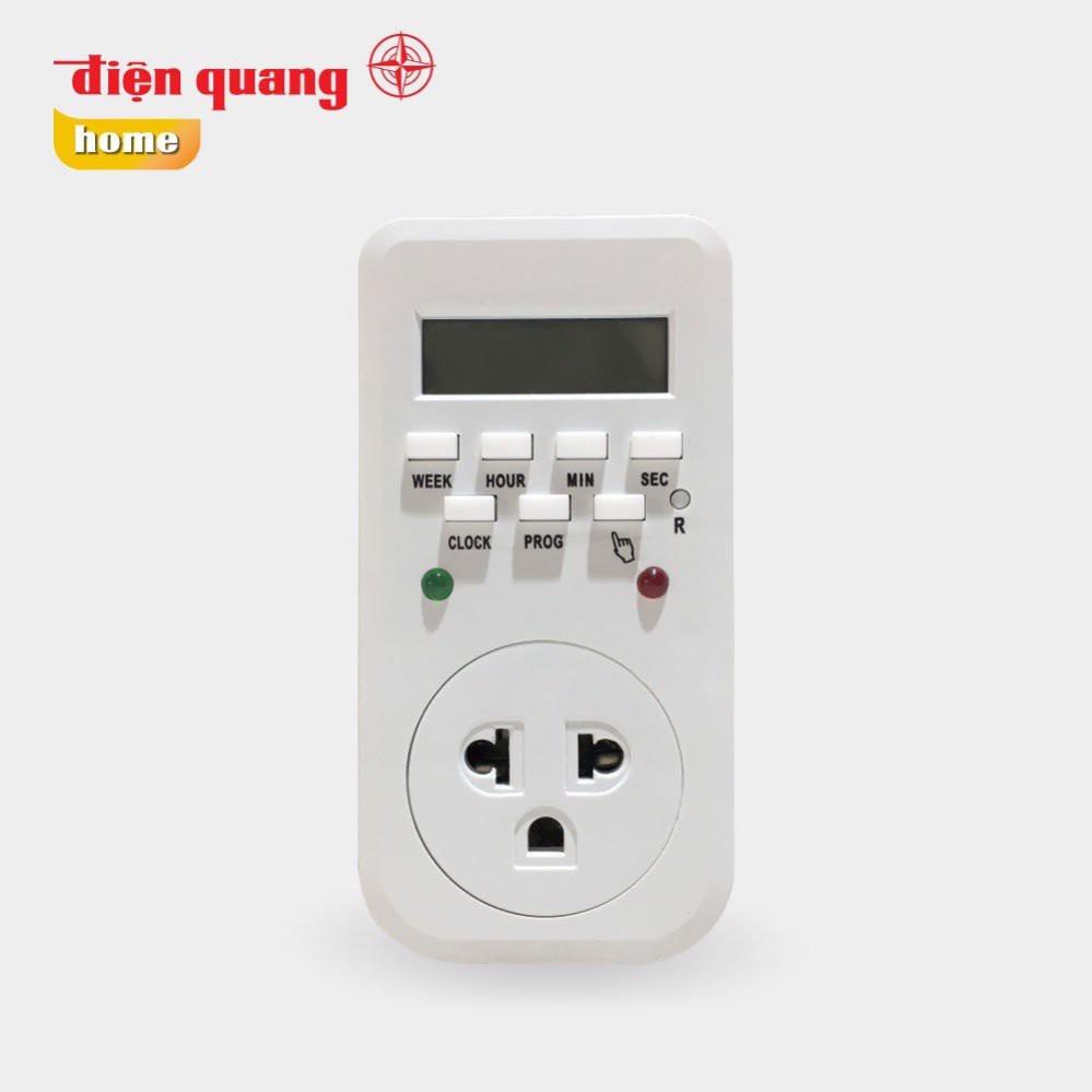 Ổ cắm hẹn giờ điện tử  cao cấp Điện Quang, có pin dự phòng ĐQ ESK DT10W13