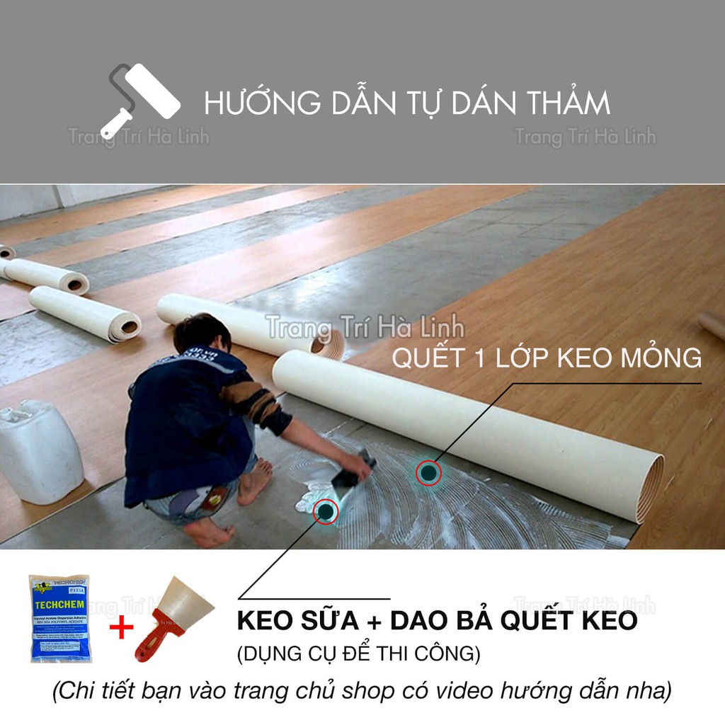 Simili trải sàn nhà , thảm nhựa trải lót nền giả vân gỗ PVC nhám - Trang Trí Hà Linh