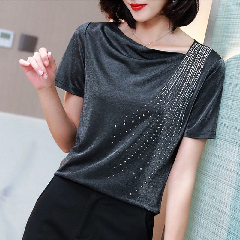 Áo thun nữ ngắn tay thời trang mùa hè cho các mẹ trung niên