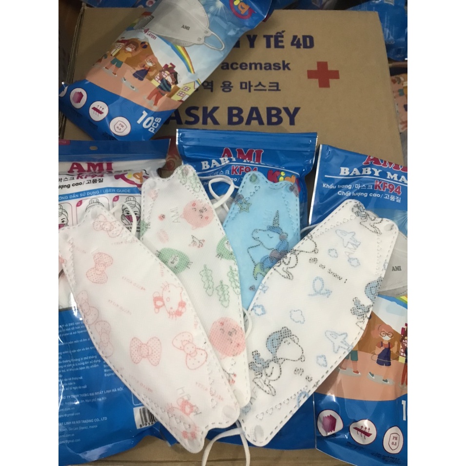 Combo 50c/100c Khẩu trang trẻ em KF94 kháng khuẩn công nghệ Hàn Quốc ( 1 túi 10c) (sz3-12t)
