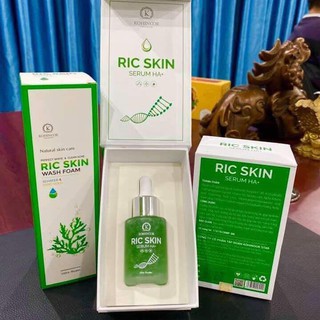 Combo serum ric skin ha+ và sữa rửa mặt ric skin wash foam gắn đầu tạo bọt silicon mềm