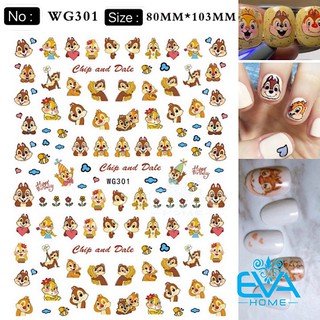 Miếng Dán Móng Tay 3D Nail Sticker Tráng Trí Hoạ Tiết Hoạt Hình Sóc Chip And Dale WG301