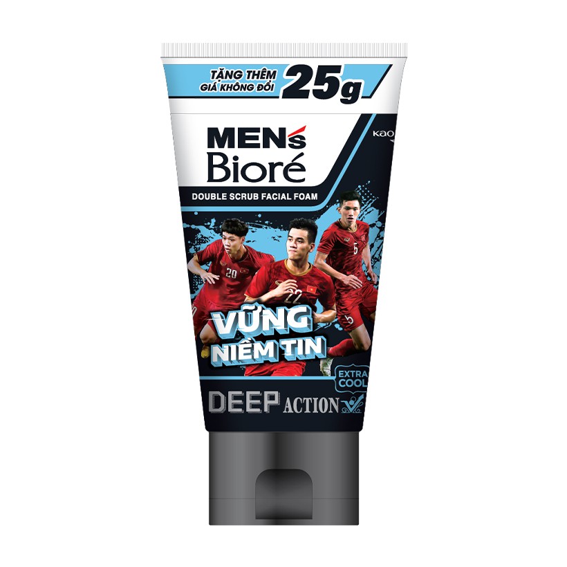 Sữa Rửa Mặt Men Biore Hạt Tác Động Kép Mát Lạnh Sảng Khoái 125g