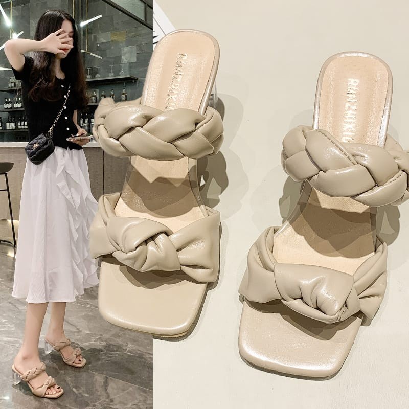 Guốc Nữ Kiểu Dáng Hàn Quốc Làm Từ Kính Cao Gót Phong Cách Hàn Quốc Cho Tuổi Teen (Có Tách Lẻ)