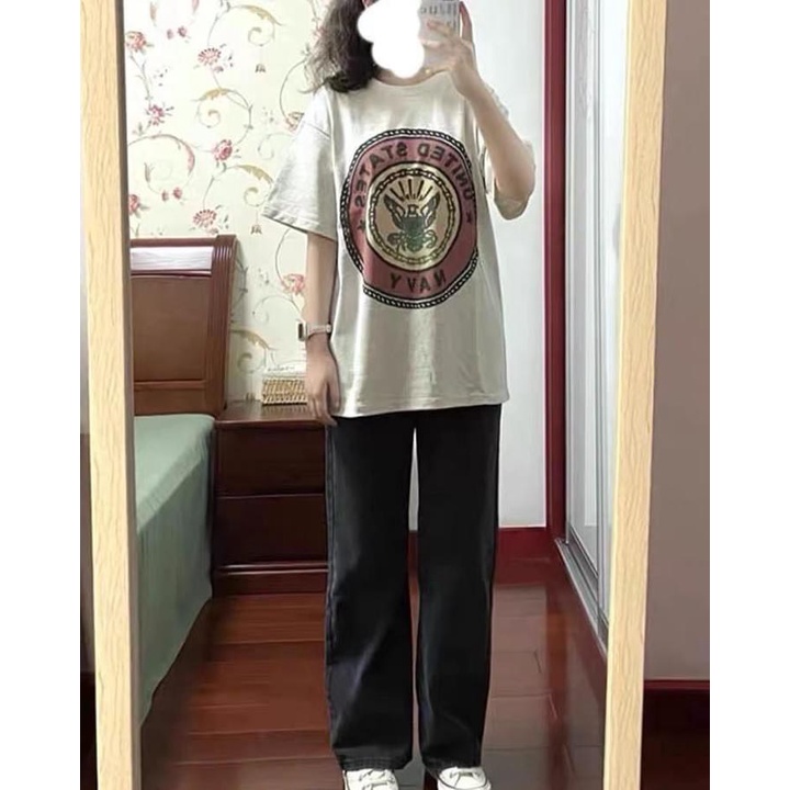 Quần jean BIGSIZE suông đen ghi   M7703 55-95KG