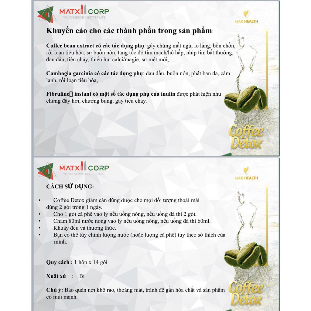 Cà Phê Giảm Cân Cappuccino Detox - Coffee Detox (14 gói x 16g) | BigBuy360 - bigbuy360.vn