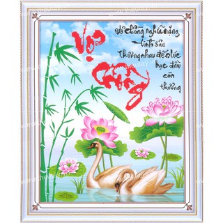 Tranh Thêu Chữ Thập 3D Vợ Chồng Nghĩa Nặng Tình Sâu EVA8172 (KHÁCH TỰ THÊU) KT:51X62CM