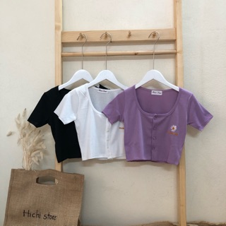 Áo croptop hoa cúc , áo thun hoa cúc 3 màu tự chụpo ATHL2
