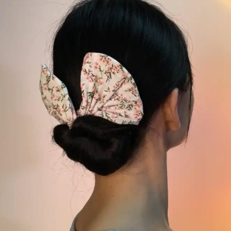 Kẹp tóc hình nơ họa tiết hoa xinh xắn dành cho nữ