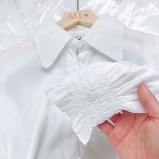 Áo sơ mi trắng tay bo chun