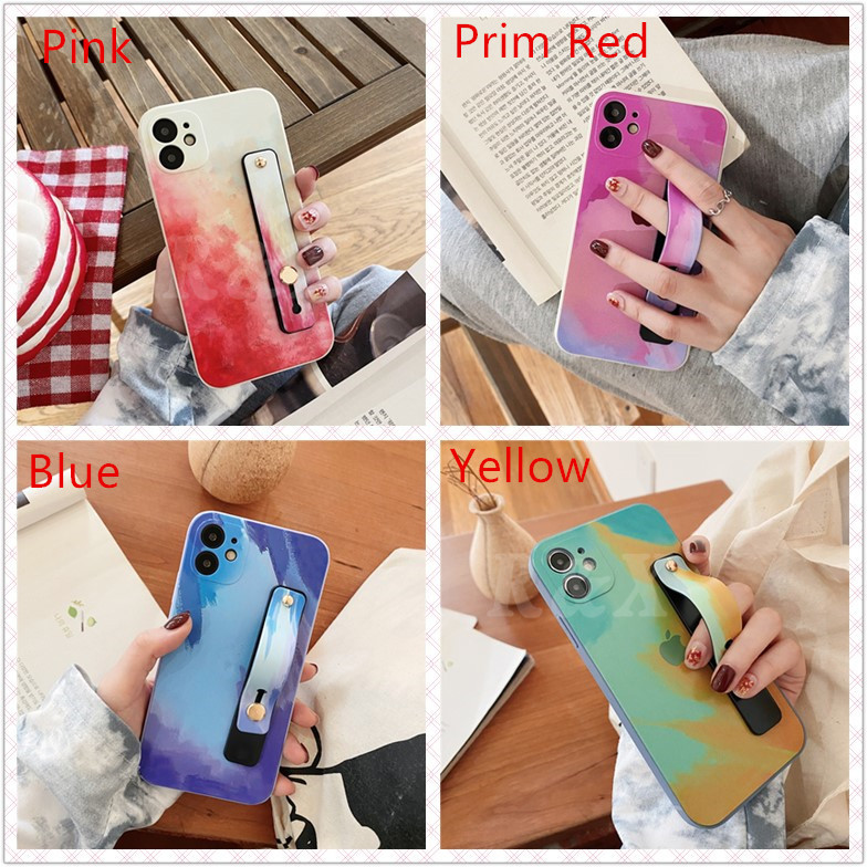 Ốp Lưng Màu Nước Có Dây Đeo Tay Cho Samsung Galaxy A12 A10S A10 A20 A30 A50 A50S A30S A51 A71 J4 Plus J7 Prime