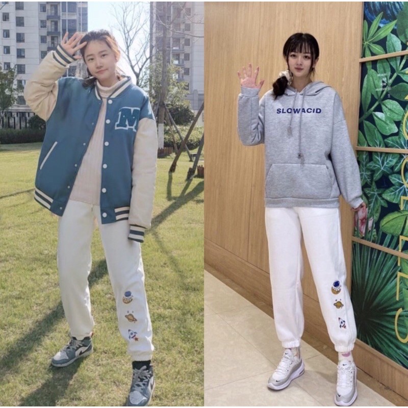 Quần Jogger Ống Suông Chất Nỉ Da Cá Hoạ tiết Gobi Ulzzang Unisex Nam Nữ ( 2 màu : Đen , Trắng )