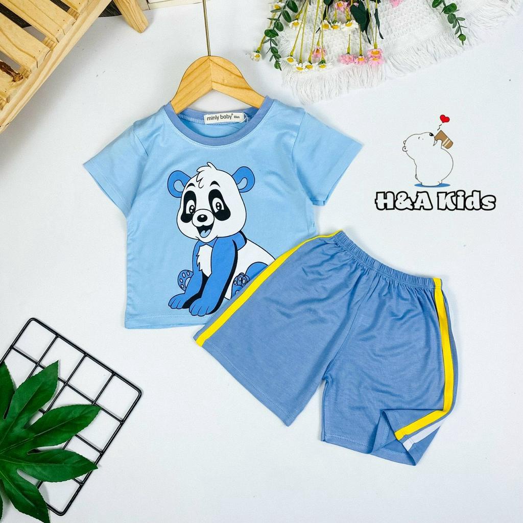 [7-30] Bộ Cộc Tay Bé Trai MINLYBABY Chính Hãng In Hình Động Vật Dễ Thương - Unibaby -  BCQPS2