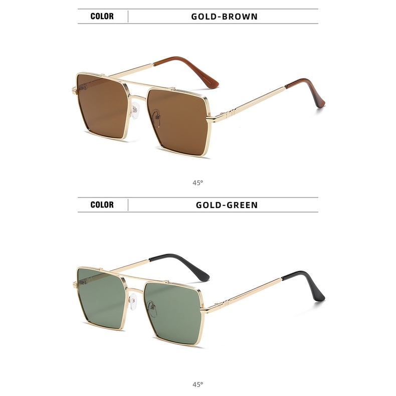 Kính Chống Nắng Gọng Vuông Kim Loại Phong Cách Retro Thời Trang Cho Nam COD