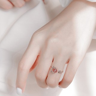 Nhẫn mèo hạt hồng dễ thương