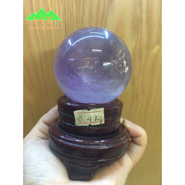 Quả cầu phong thủy mini đá TA tím cầu tài lộc để bàn làm việc văn phòng