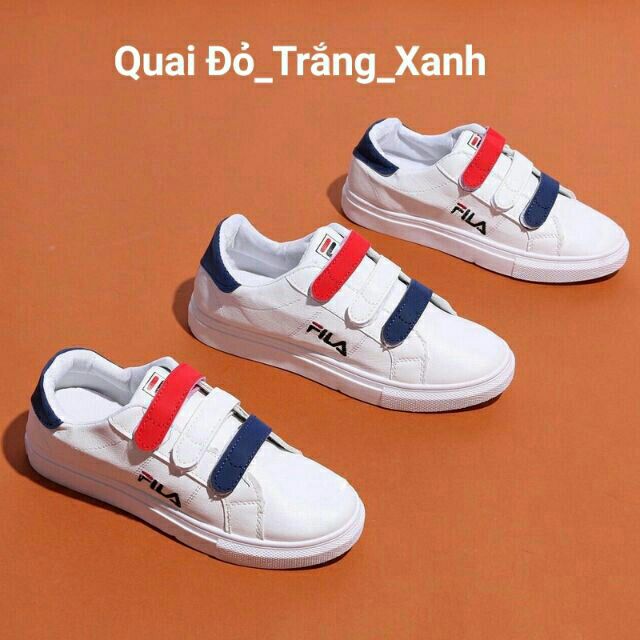 Giày fila quai đỏ trắng xanh