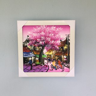Tranh phố hoa (35x35cm đã bao gồm khung)