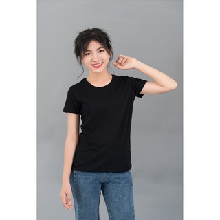 Áo thun trơn nữ cổ tròn UNIU màu đen