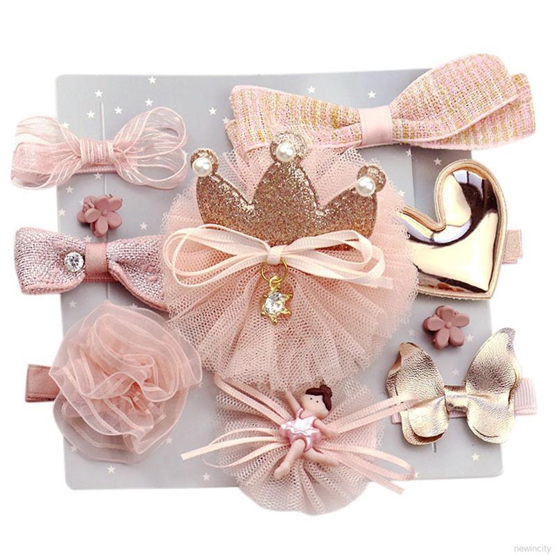 Set 10 kẹp tóc nơ dễ thương cho bé gái