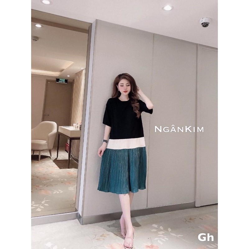 [Hàng cao cấp]Váy bầu đầm bầu Cotton mát mềm mịn pha chân von thiết kế sang chảnh☘️free size 43-68kg