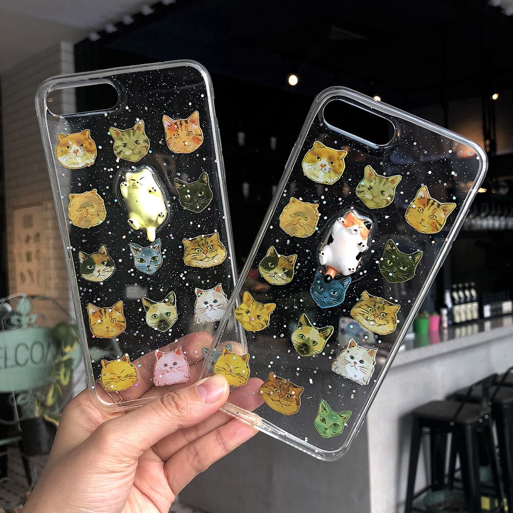 Ốp lưng hình mèo nền trong dễ thương nhiều mẫu mã cho điện thoại iPhone X i8 i8 Plus 6 6S 7 8 Plus