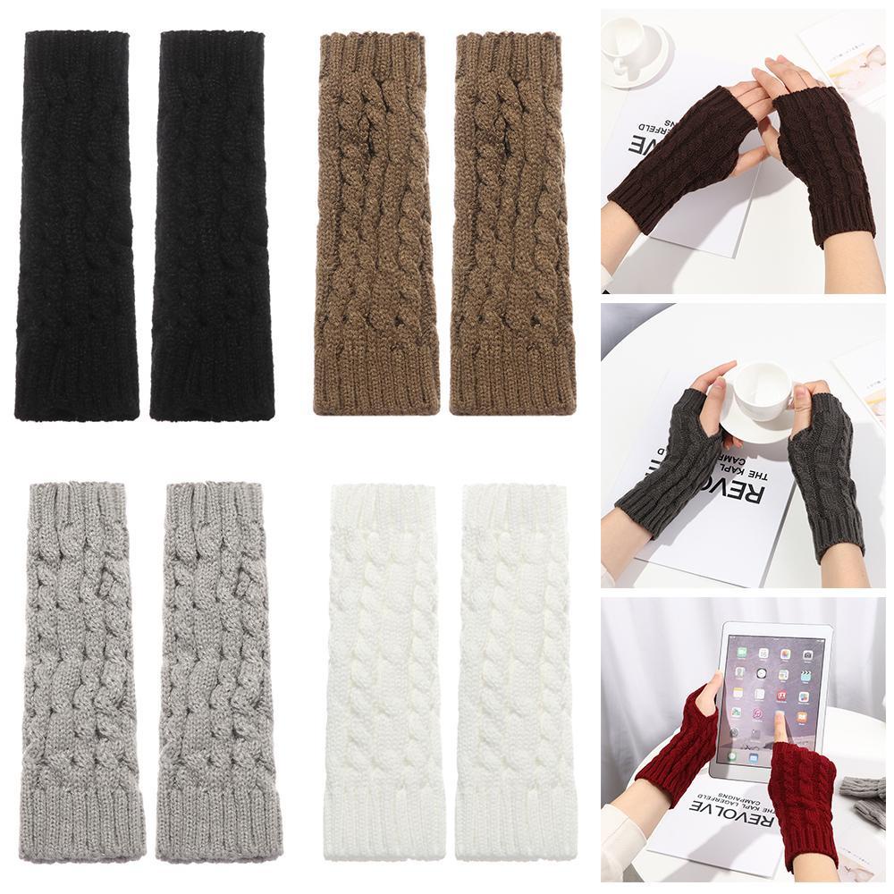 Găng Tay Len Dài Hở Ngón Giữ Ấm