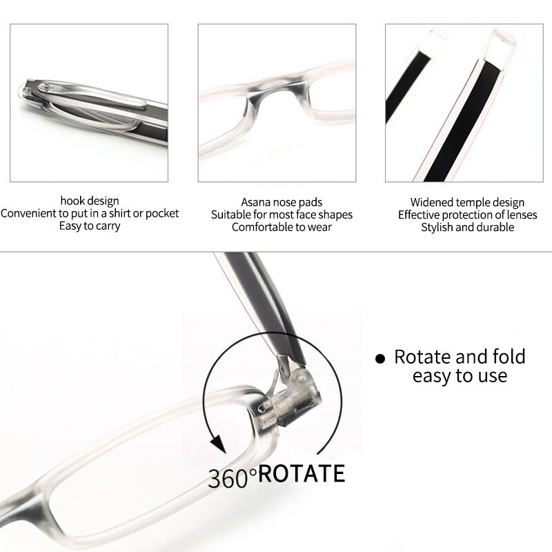 Kính Đọc Sách TR90 Chống Ánh Sáng Xanh Xoay 360 Độ Kèm Bút Đọc Tiện Dụng