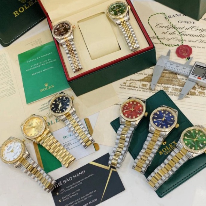 Đồng hồ nam Rolex - viền đá dây kim loại chống nước bảo hành 24 thnags