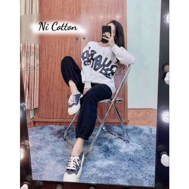 [Rẻ Vô Địch] Áo swt nỉ cổ tròn cotton tay bồng ------- ÁO SWEATER CHỮ CHÉO NGỰC | BigBuy360 - bigbuy360.vn